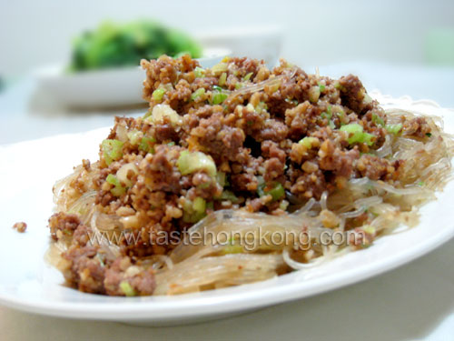 Fried Ground Pork on Bean Threads