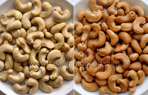 Cashews raw and toasted