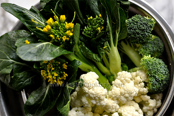 Choy Sum, Cauliflower, Broccoli