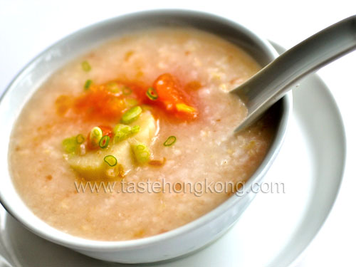 An Unexpected Congee or Porridge with Tomato, Scallops and Brown Rice