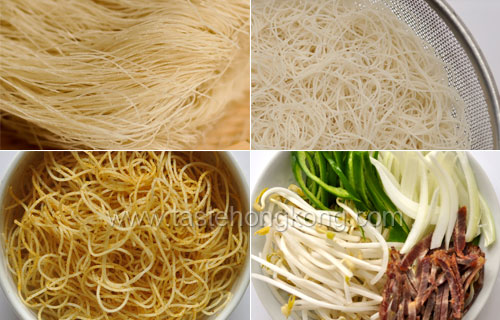 Ingredients for Singaporean Fried Rice Noodles