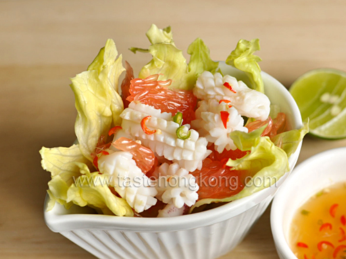 Squid with Grapefruit Salad and Thai Chili Dressing