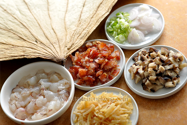 Ingredients for Rice Steamed in Lotus Leaf