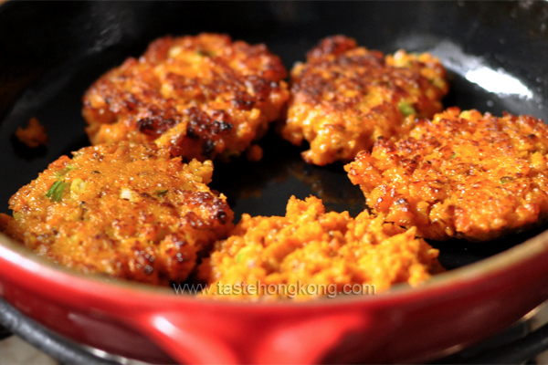 Pan Frying Pumpkin Sardine Patties Le Crueset