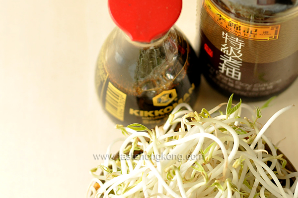 Light Soy Sauce, Dark Soy Sauce and Bean Sprouts