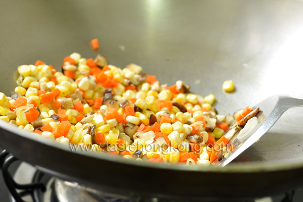 Stir-Frying Corn and Vegetables