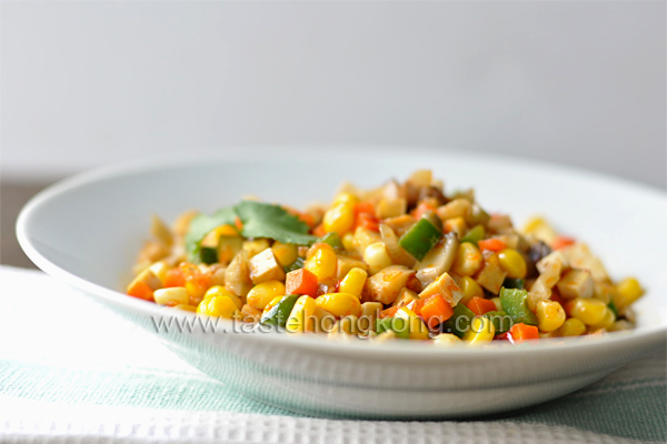 Stir-Fried Corn, a Vegetarian Dish Made of Colors