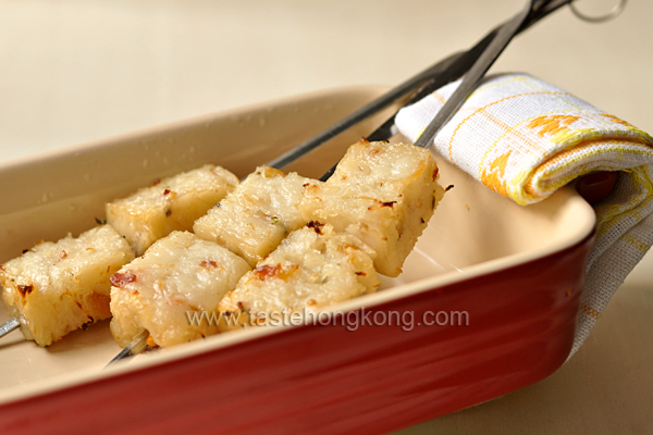 Turnip Cake or Radish Cake on Skewers