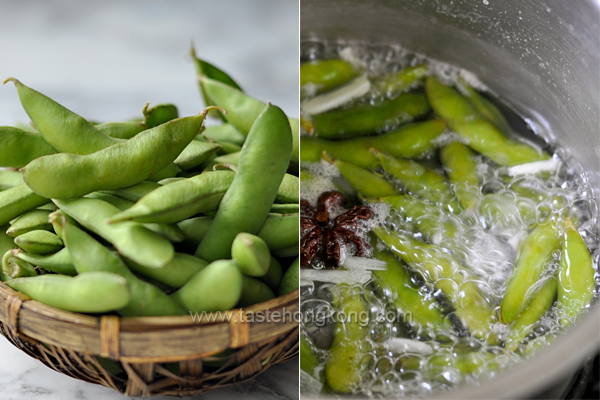 Boiling Edamame with Pepper and Star Anise