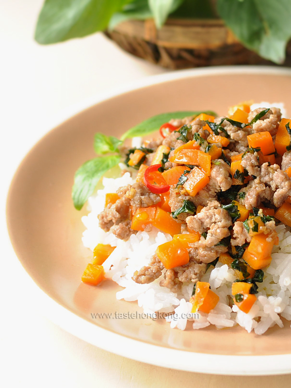 Thai Basil Pork with Carrot, Stir-Fried