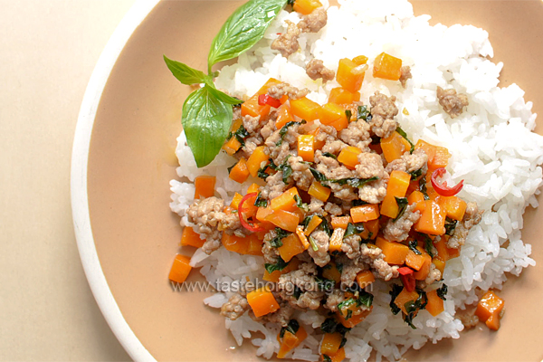 Thai Basil Pork with Carrot, Stir-Fried