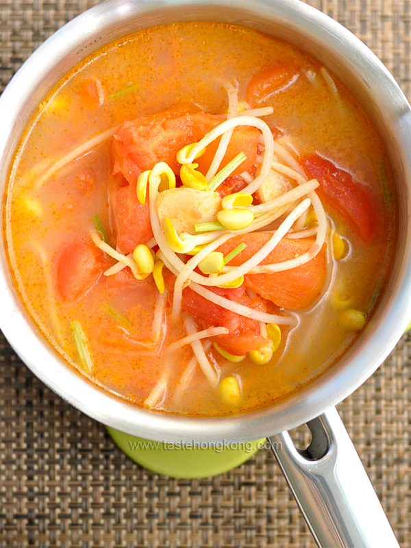 Soy Bean Sprout Soup with Tomatoes and Leftover Whey