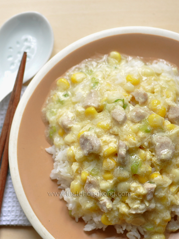 Fresh Sweet Corn Kernels with Pork and a Creamy Sauce