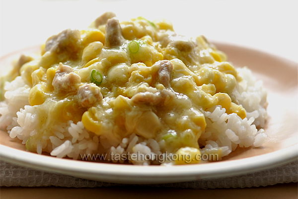 Fresh Sweet Corn Kernels with Pork and a Creamy Sauce