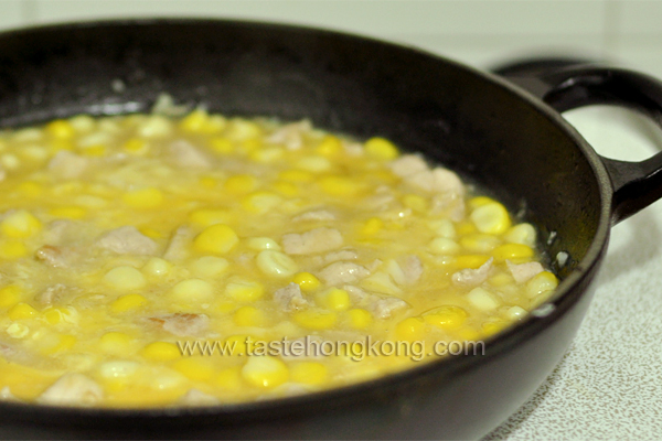 Ingredients for Fresh Sweet Corn Kernels with Pork and a Creamy Sauce
