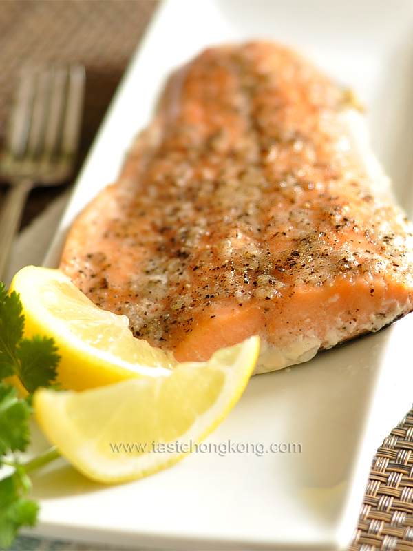 Salmon Fillet with Maple Syrup and Garlic Paste