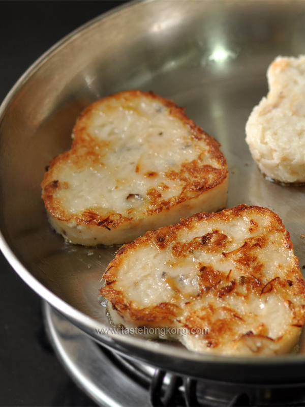 Homemade Lo Bak Go Hearts (Chinese Radish or Turnip Cake)