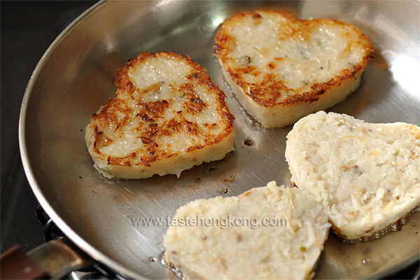 Homemade Lo Bak Go Hearts (Chinese Radish or Turnip Cake)