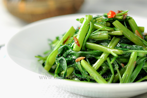 Anchovies and How to Wok Fry Water Spinach, Chinese Style