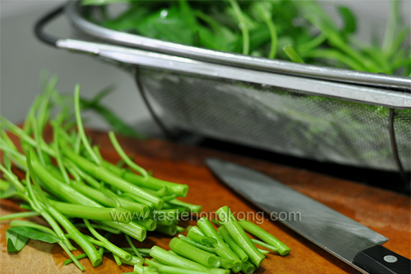 Anchovies and How to Wok Fry Water Spinach, Chinese Style